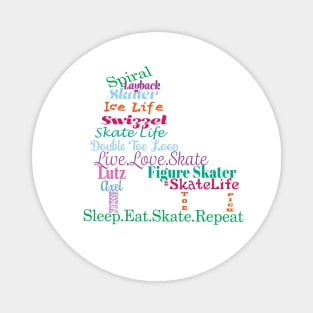 Colorful Figure Skate Words Design Magnet